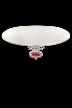 Anversa plafonnier en cristal vde Murano blanc et rose 60cm. Barovier&Toso. 
