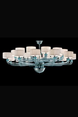 Babylone lustre contemporain aquamarine 24 lumières. Barovier&Toso. 