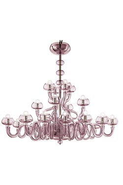 Bissa Boba lustre contemporain couleur améthyste 20 lumières. Barovier&Toso. 