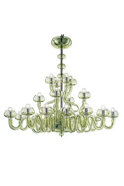 Bissa Boba lustre vert citron 20 lumières . Barovier&Toso. 