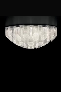 Trim large ceiling lamp in Murano crystal with frosted effect. Barovier&Toso. 