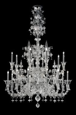 4607 Venetian chandelier transparent 20 lights. Barovier&Toso. 