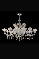 Agadir chandelier gold and transparent 12 lights. Barovier&Toso. 
