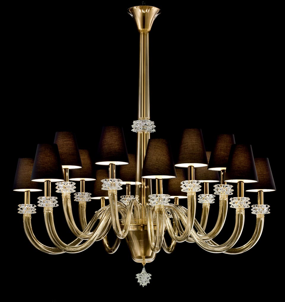 Amsterdam classic contemporary gold chandelier 14 lights. Barovier&Toso. 