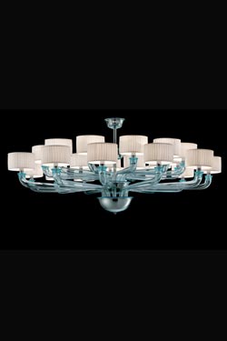Babylone contemporary aquamarine chandelier 24 lights. Barovier&Toso. 