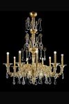 Baikal gold Venetian chandelier with crystal pendants 9 lights. Barovier&Toso. 