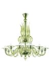 Fauve Art Nouveau lime green venetian crystal chandelier 12 lights. Barovier&Toso. 