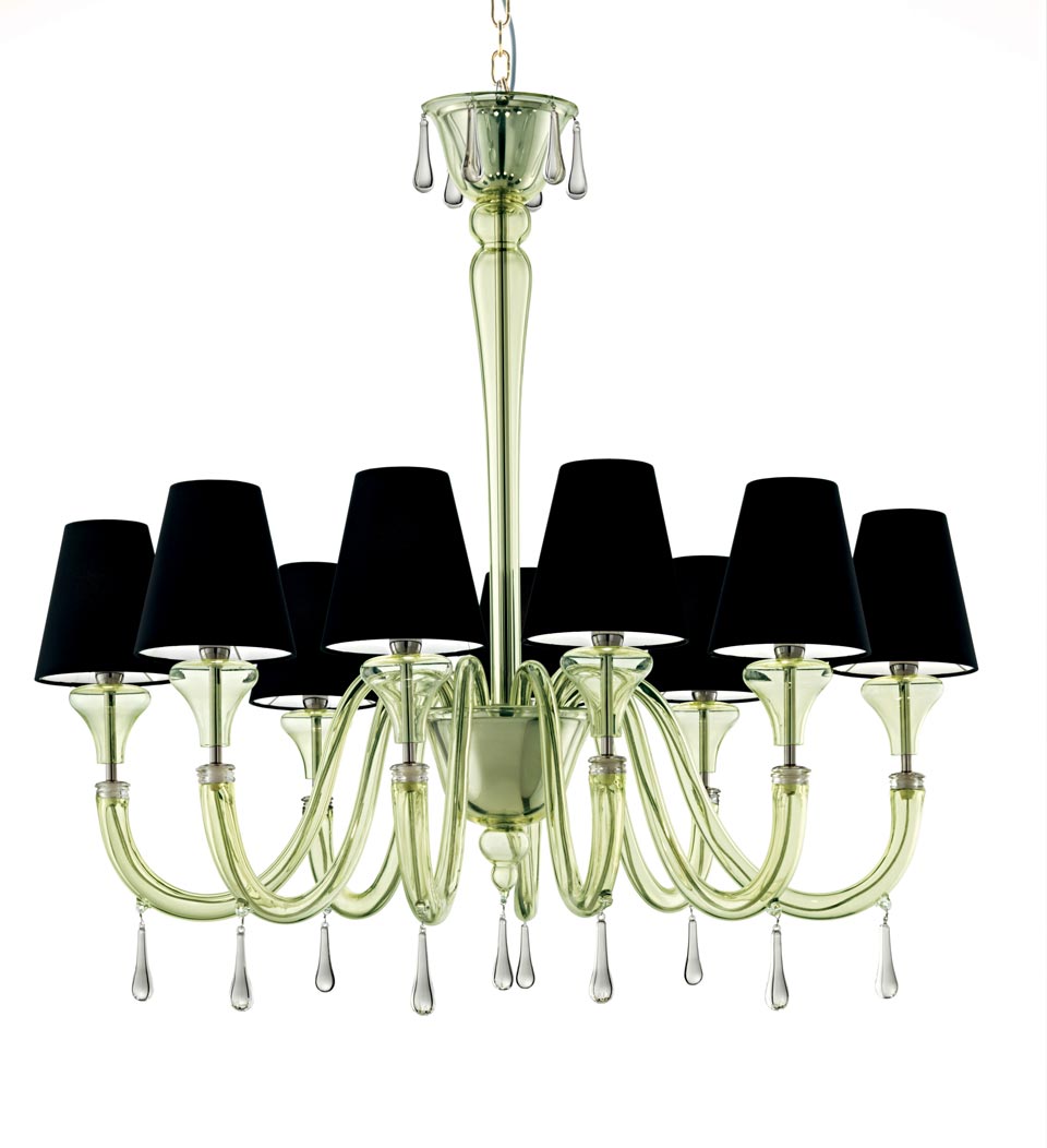 Maryland lime green venetian crystal chandelier 9 lights. Barovier&Toso. 