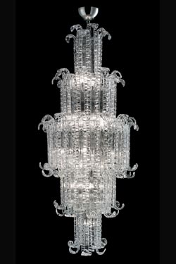 New Felci Art Deco 18-light Venice Crystal Chandelier. Barovier&Toso. 