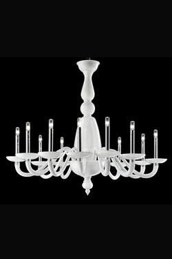 Palladiano white opaque venetian crystal chandelier 12 lights. Barovier&Toso. 