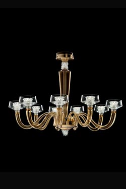 Rosati contemporary crystal chandelier marron glacé 9 lights. Barovier&Toso. 