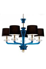 Saint Germain blue crystal chandelier 5 lights. Barovier&Toso. 