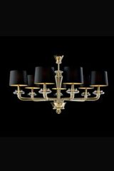 Saint Germain Venetian crystal chandelier with 7 golden branches. Barovier&Toso. 