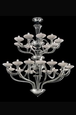 Windsor contemporary silver grey crystal chandelier 24 lights. Barovier&Toso. 