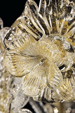 Agadir chandelier gold and transparent 12 lights. Barovier&Toso. 