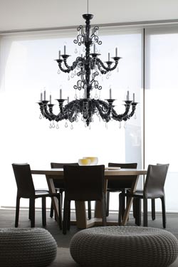 Baikal black crystal Venetian chandelier 6 lights. Barovier&Toso. 