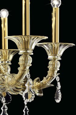 Baikal gold Venetian chandelier with crystal pendants 9 lights. Barovier&Toso. 