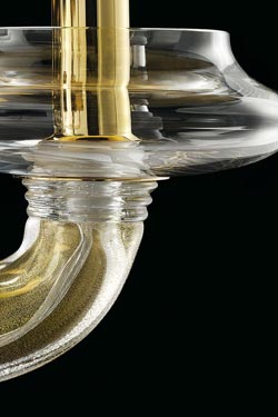 Saint Germain lustre en cristal vénitien 7 branches dorées. Barovier&Toso. 