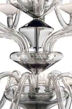 Windsor contemporary silver grey crystal chandelier 24 lights. Barovier&Toso. 