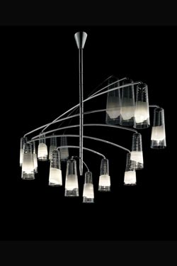 Spiral mobile pendant 12 lights. Barovier&Toso. 