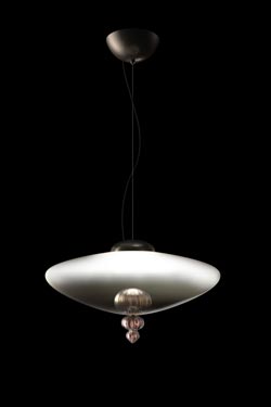 Padma suspension contemporaine en cristal vénitien gris et rose. Barovier&Toso. 