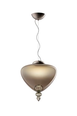 Padma contemporary pendant lamp in grey and black Venetian crystal. Barovier&Toso. 