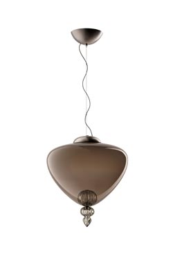 Padma contemporary pendant lamp in grey and black Venetian crystal. Barovier&Toso. 