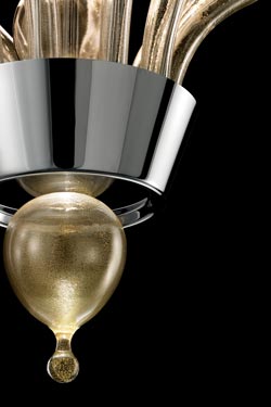 Pandora suspension noire et or en cristal de Murano 10 lumières. Barovier&Toso. 