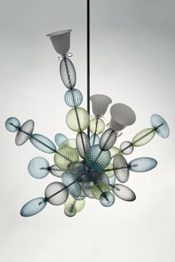 Perseus asymmetric ice tones pendant with 15 lights. Barovier&Toso. 