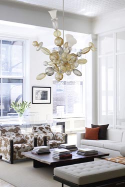 Perseus contemporary pendant lamp in Venetian crystal 15 lights warm tones. Barovier&Toso. 