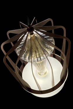 Robin contemporary pendant lamp in gold. Barovier&Toso. 