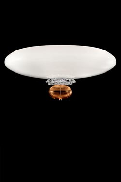Anversa plafonnier en cristal vde Murano blanc et rose 60cm. Barovier&Toso. 