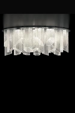 Trim large ceiling lamp in Murano crystal with frosted effect. Barovier&Toso. 