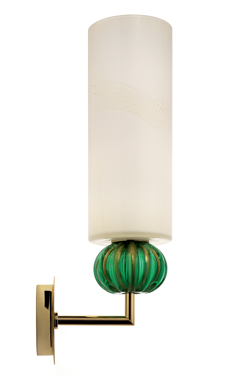 Gallia classic contemporary wall light with green-gold crystal ball. Barovier&Toso. 