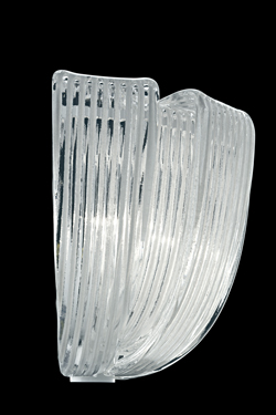 Plissé Murano crystal wall lamp with stripes. Barovier&Toso. 