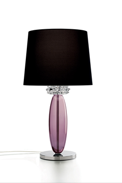 Rotterdam lampe de table en chrome poli et cristal de murano rose. Barovier&Toso. 