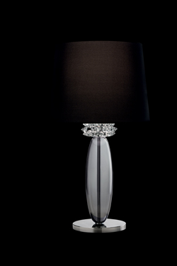 Rotterdam lampe de table en cristal de Murano gris et chrome. Barovier&Toso. 
