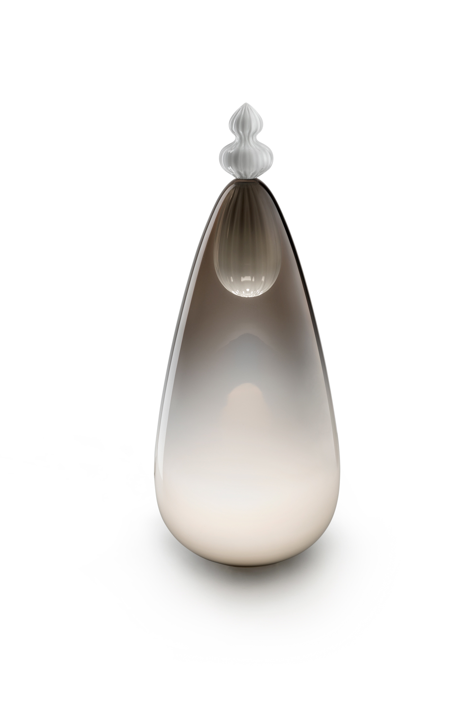 Padma lampe de table allongée en cristal de Murano gris et blanc. Barovier&Toso. 