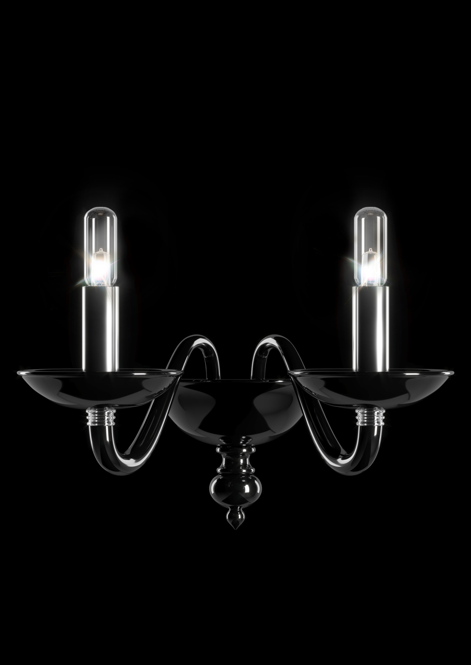 Palladiano applique noire en cristal de Venise 2 lumières. Barovier&Toso. 
