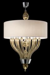 Pandora suspension en cristal or et abat-jour blanc 10 lumières . Barovier&Toso. Pandora suspension en cristal or et abat-jour blanc 10 lumières . Barovier&Toso.
