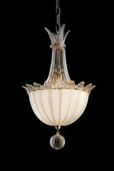 Fanali Veneziani beige and gold venetian pendant lamp. Barovier&Toso. 