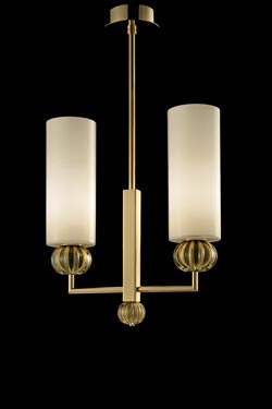 Gallia pendant 2 lights gold. Barovier&Toso. 