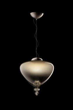 Padma contemporary pendant lamp in grey and black Venetian crystal. Barovier&Toso. 