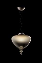 Padma contemporary pendant lamp in grey and black Venetian crystal. Barovier&Toso. 