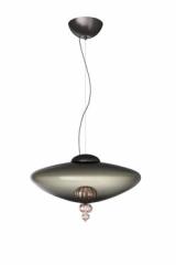 Padma contemporary pendant lamp in grey and pink Venetian crystal. Barovier&Toso. 