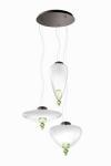 Padma contemporary pendant lamp 3 lights in white and lime green Venetian crystal. Barovier&Toso. 