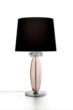 Rotterdam lampe de table en chrome poli et cristal de murano rose. Barovier&Toso. 