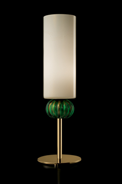 Gallia contemporary table lamp with green-gold crystal ball<br/>. Barovier&Toso. 