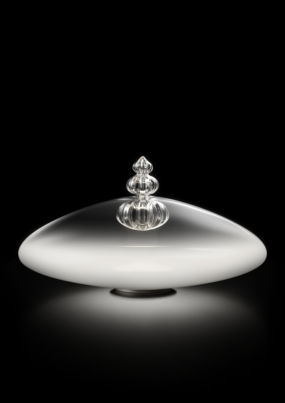 Padma contemporary table lamp in white and transparent Murano crystal. Barovier&Toso. 