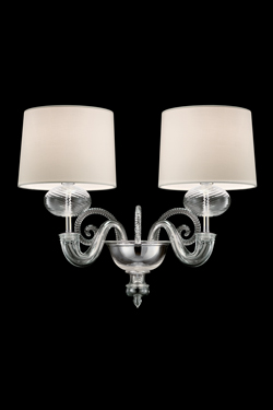 Tangeri applique classique en cristal et métal chromé 2 lumières. Barovier&Toso. 